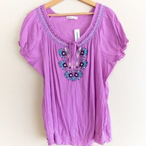 NWT Old Navy Purple Woven Floral Top size XL